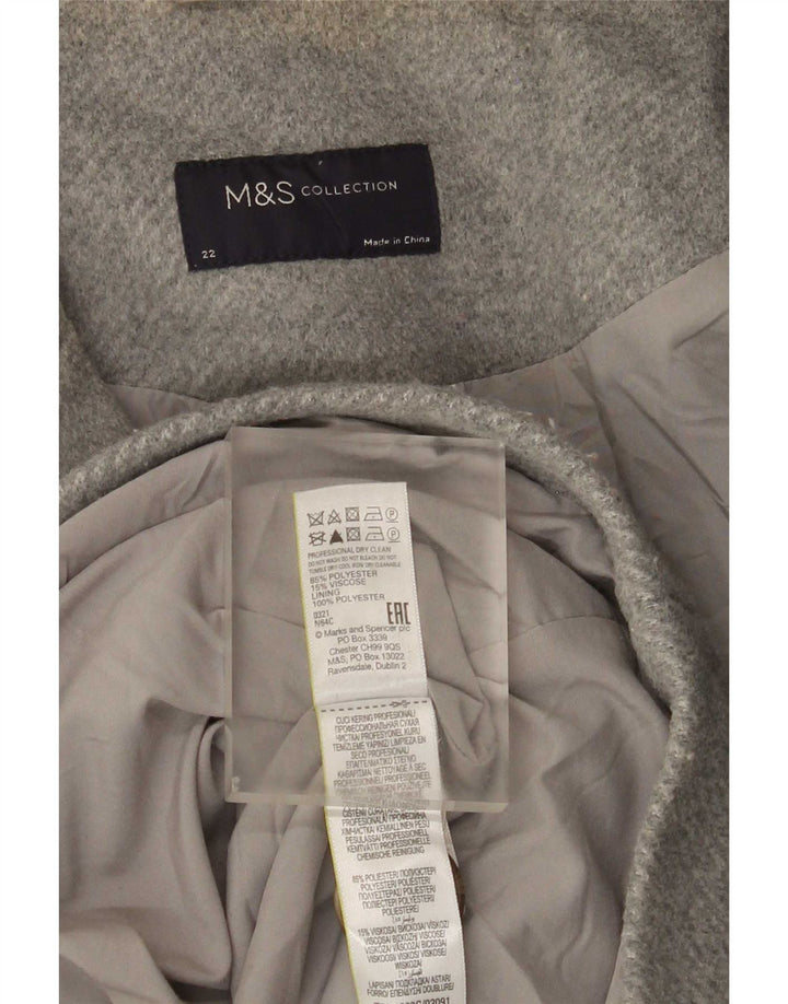 Marks & Spencer Casaco feminino duplo breasted UK 22 3XL Poliéster cinza