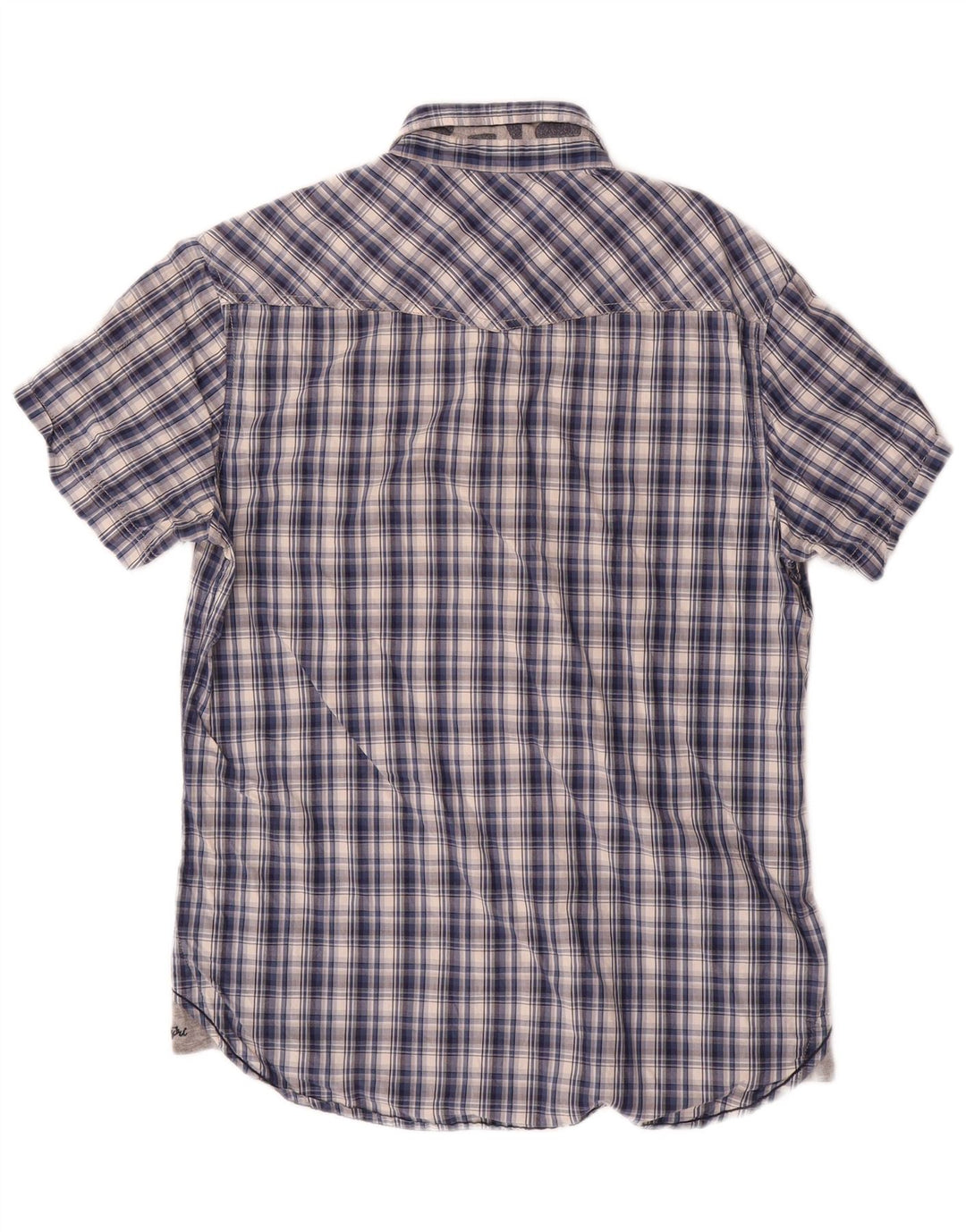 Camisa masculina de manga curta Napapijri média xadrez azul marinho