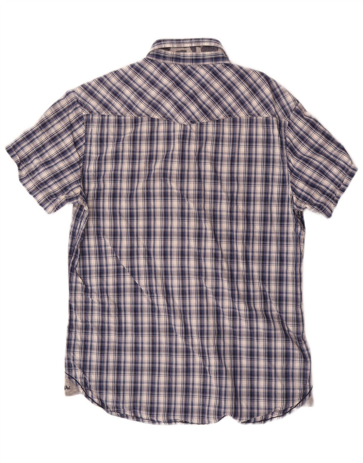 Camisa masculina de manga curta Napapijri média xadrez azul marinho