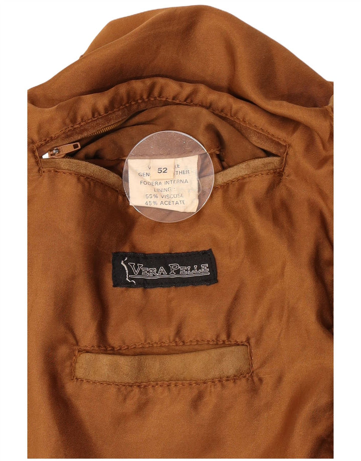 Jaqueta bomber masculina vintage de camurça IT 52 XL couro marrom