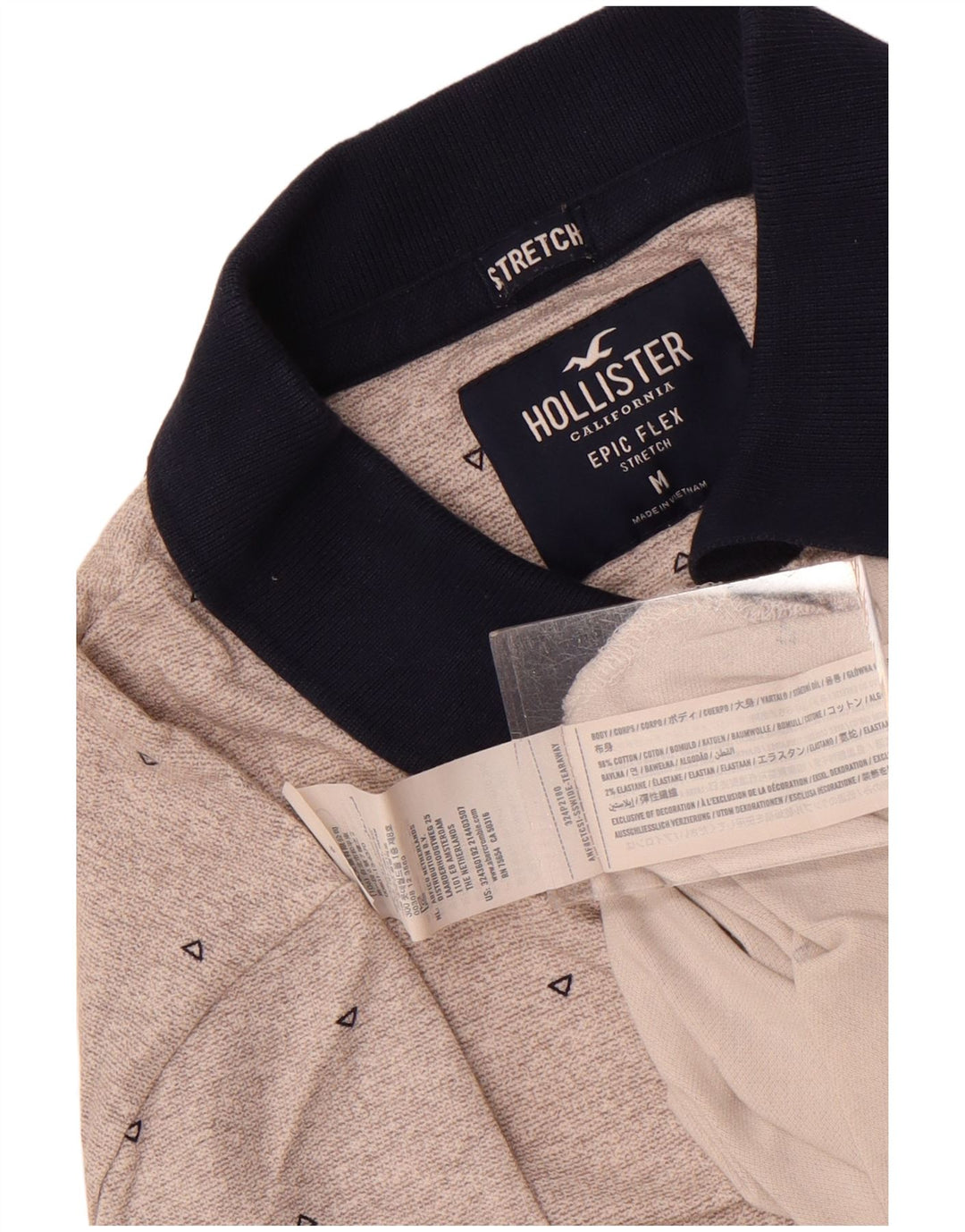 Camisa polo masculina Hollister Stretch algodão geométrico cinza médio