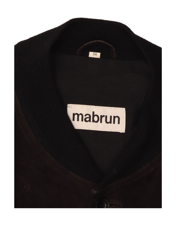 Jaqueta bomber masculina de camurça MABRUN IT 56 3XL couro preto