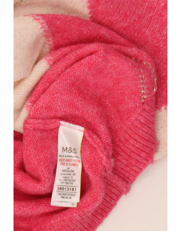 Suéter feminino Marks & Spencer com gola tartaruga Reino Unido 14 rosa médio
