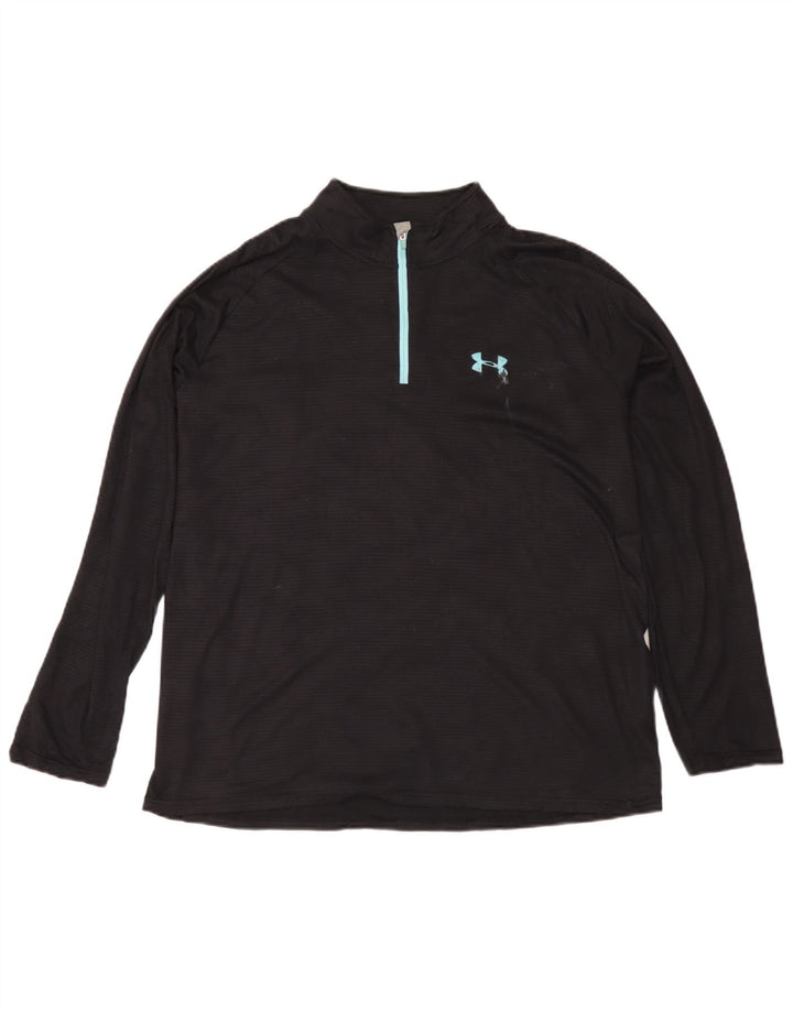 Under Armour Masculino Heat Gear Zip Neck Pulôver Treino Top Grande Preto