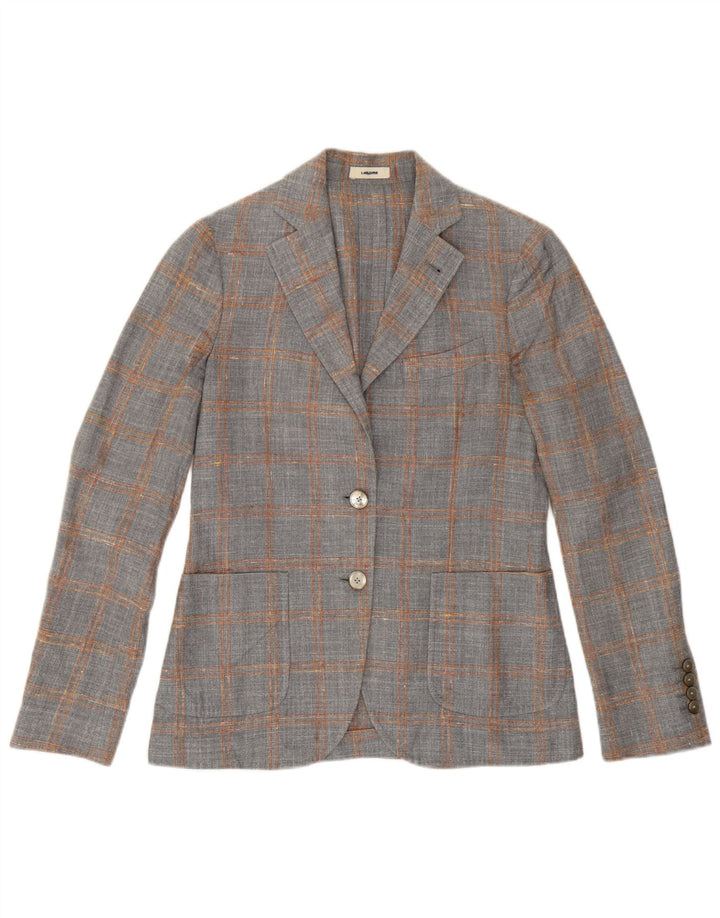 Jaqueta blazer feminina Lardini com 2 botões IT 38 XS cinza xadrez lã