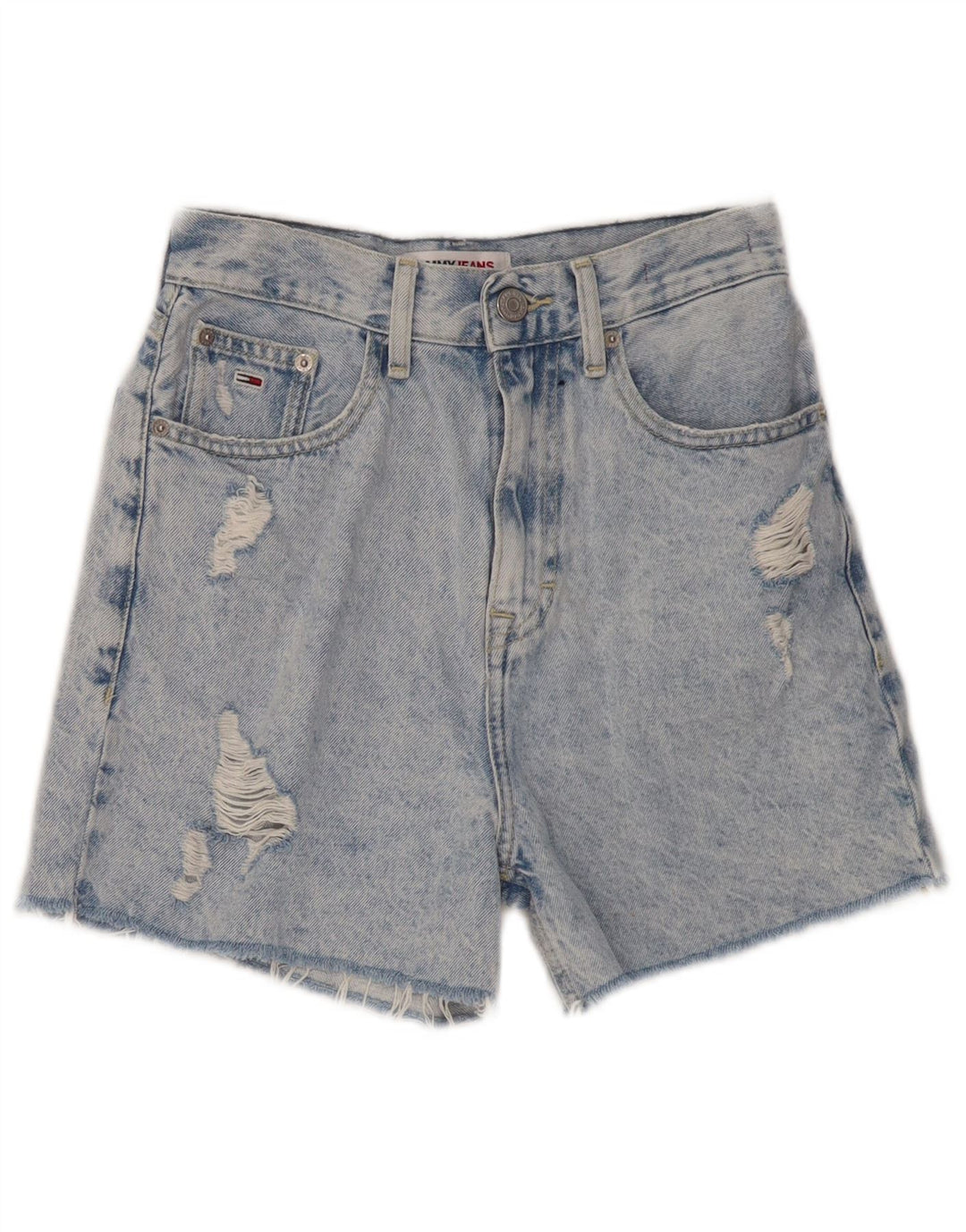 Shorts jeans feminino TOMMY HILFIGER Mom Distressed cintura alta W24 XS azul