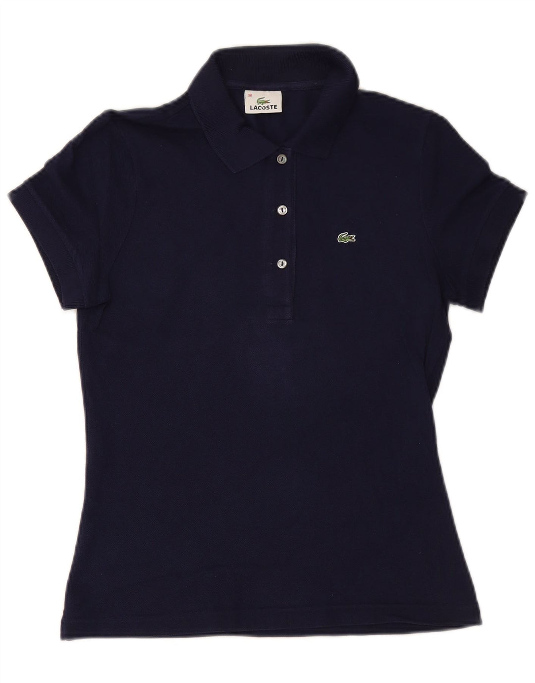 Camisa polo feminina LACOSTE tamanho 38 algodão azul marinho médio