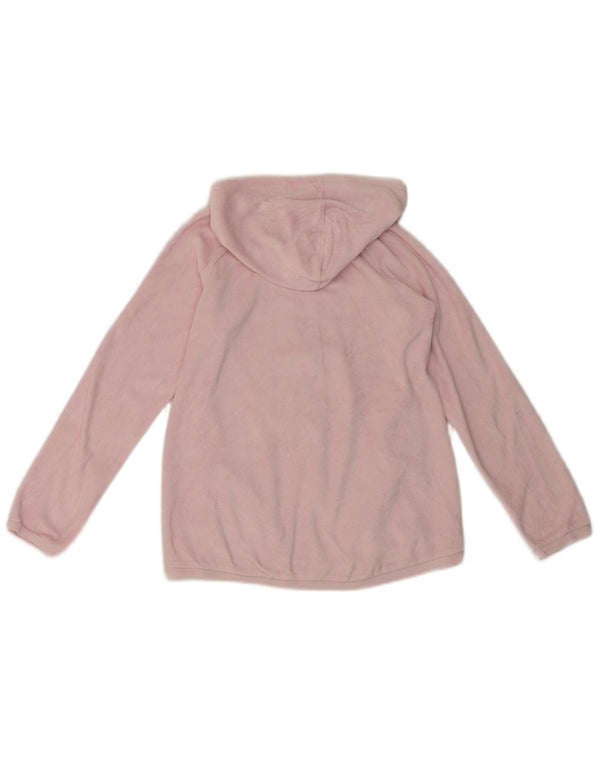 Benetton Suéter feminino com capuz e zíper gráfico 11-12 anos 2XL algodão rosa