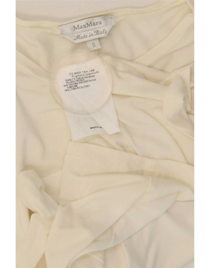 Camiseta feminina Max Mara Top UK 10 pequena viscose branca