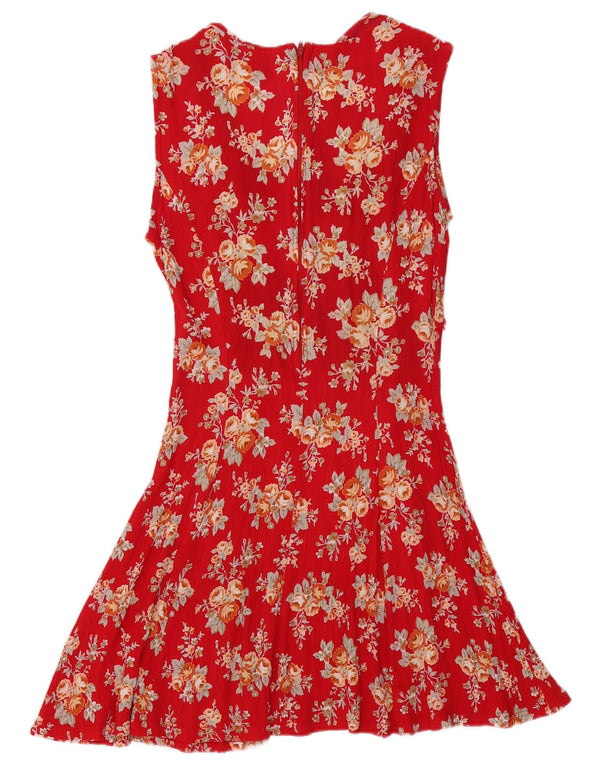 Vestido feminino Onyx sem mangas em linha A UK 12 médio vermelho floral