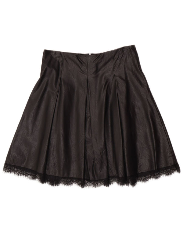 Saia feminina de couro sintético Zara XS W24 poliuretano preto