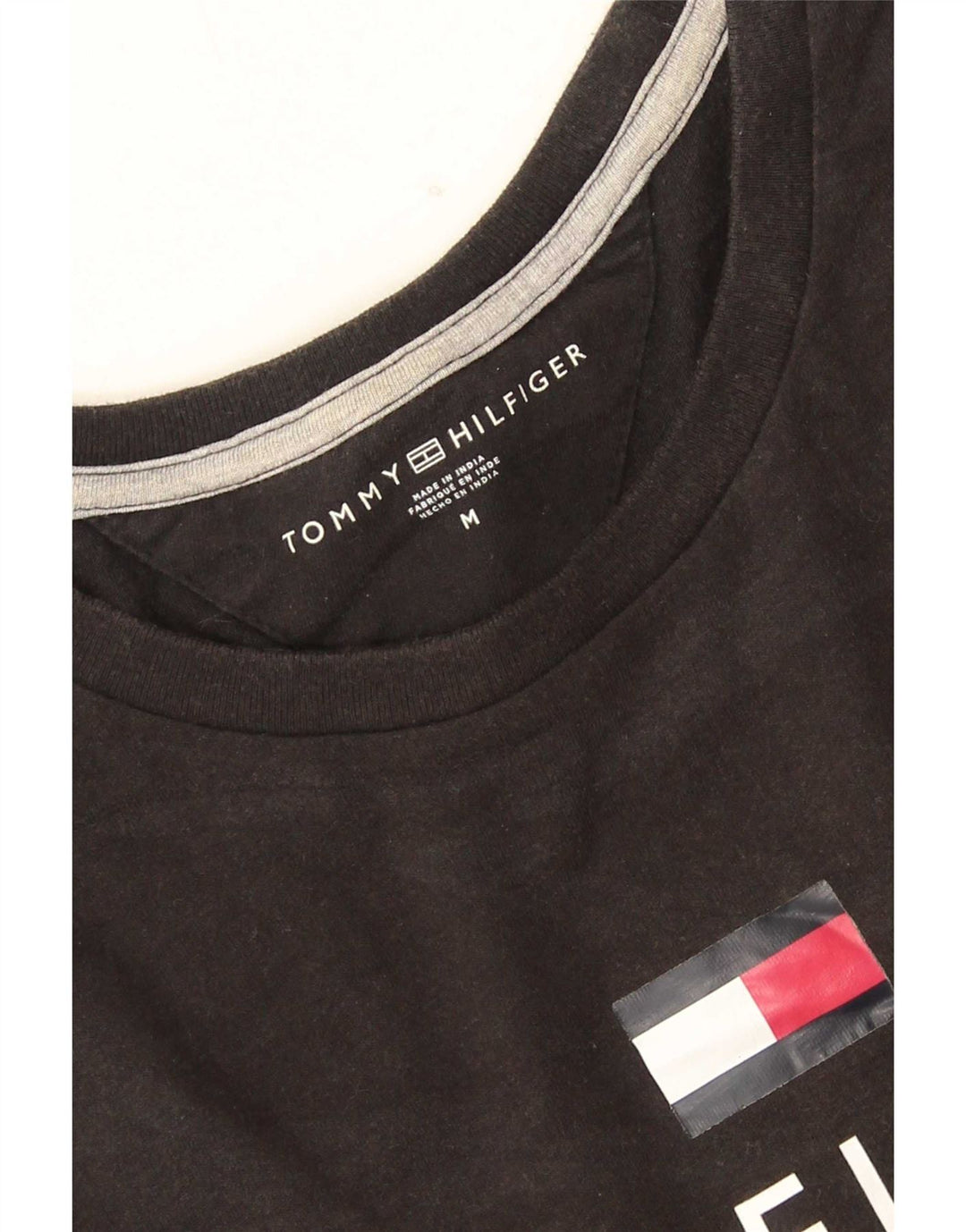 Tommy Hilfiger Camiseta masculina gráfica Top Médio Preto