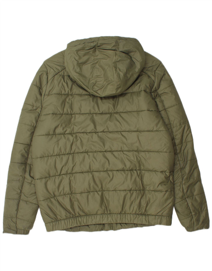 Jaqueta acolchoada com capuz masculina Nike UK 38 poliéster cáqui médio