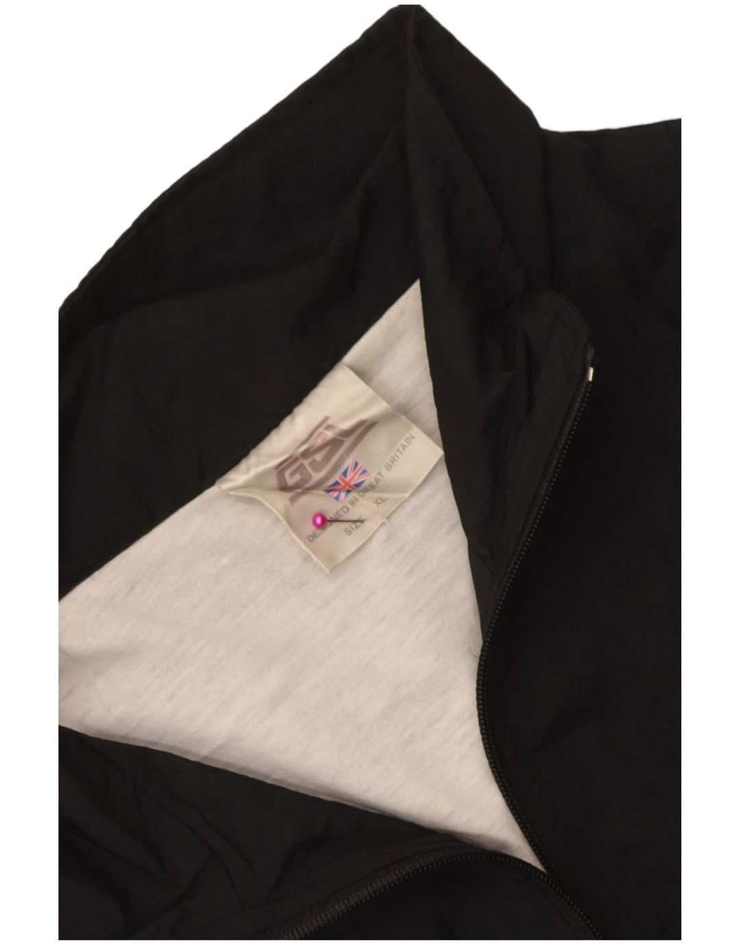 Casaco de treino masculino vintage XL preto listrado de nylon
