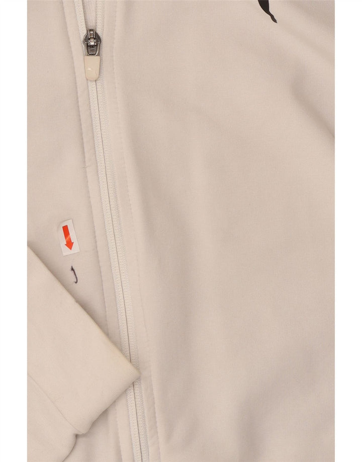 Suéter feminino PUMA com capuz e zíper gráfico UK 10 pequeno bloco colorido branco