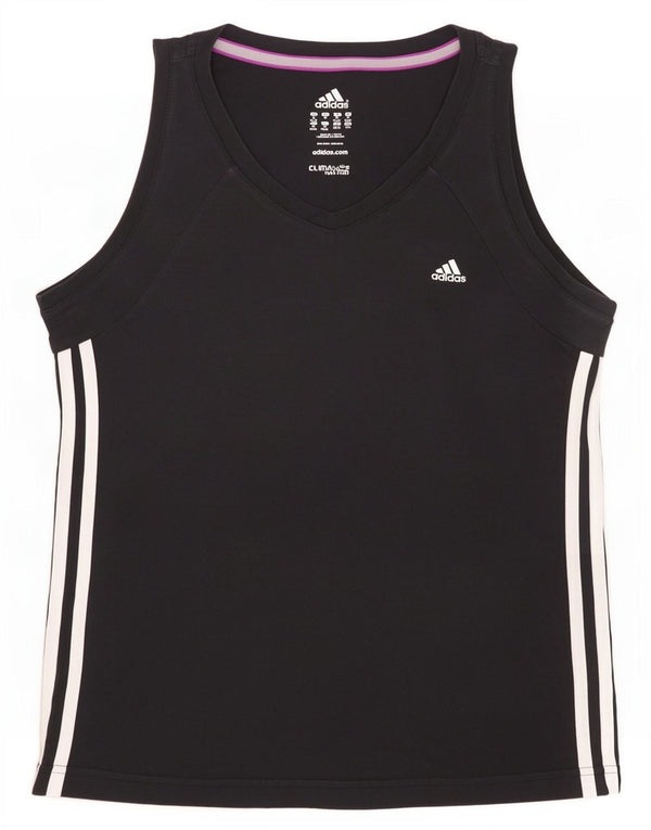 Adidas Womens Climalite Vest Top UK 12/14 Médio Algodão Preto