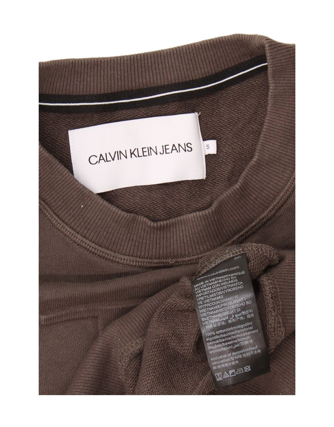 Calvin Klein Jeans Masculino moletom gráfico jumper pequeno algodão cinza