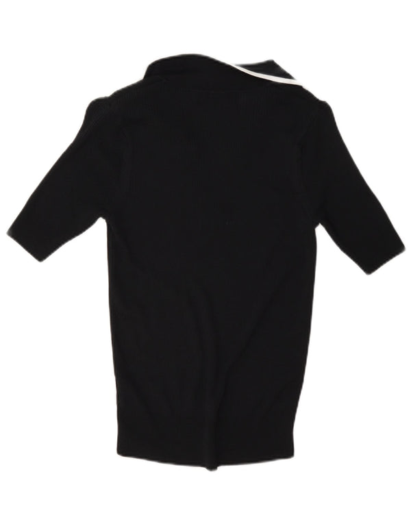 Camisa polo feminina Marks & Spencer Reino Unido 8 pequena viscose preta