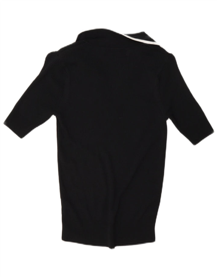 Camisa polo feminina Marks & Spencer Reino Unido 8 pequena viscose preta