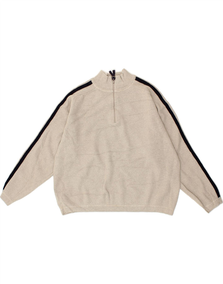 EDDIE BAUER Womens Oversized Zip Neck Jumper Sweater UK 14 Medium Grey Vintage Eddie Bauer and Second-Hand Eddie Bauer from Messina Hembry 