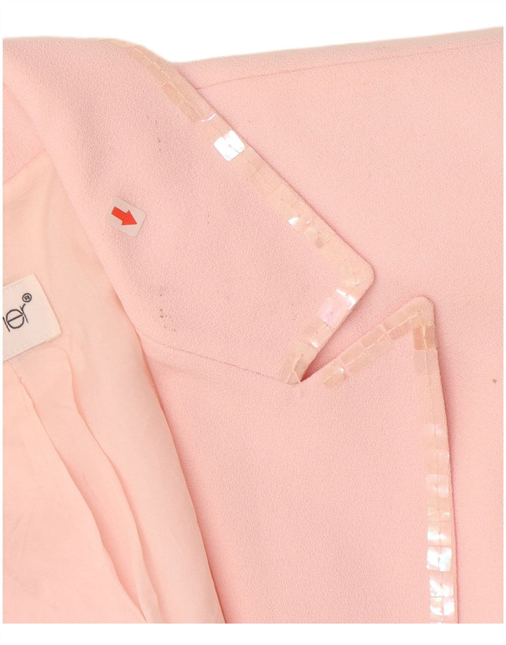 JUNTOS Jaqueta blazer feminina de 1 botão Reino Unido 12 poliéster rosa médio