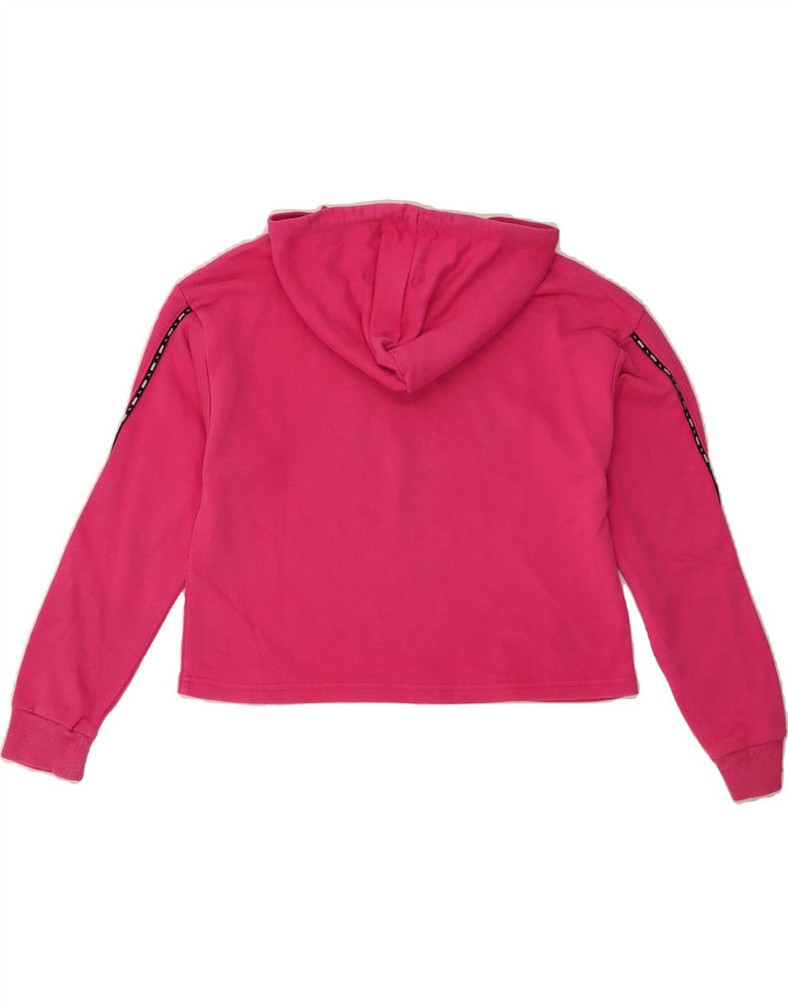 PUMA Womens Oversized Crop Graphic Hoodie Jumper UK 6 XS Pink Cotton Vintage Puma and Second-Hand Puma from Messina Hembry 