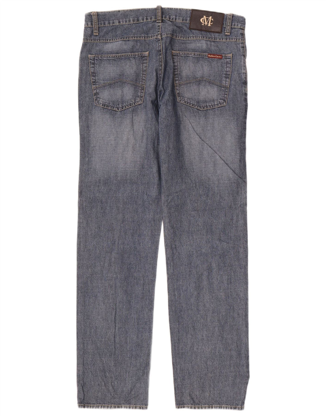 Marlboro Classics Mens Straight Jeans W33 L32 Azul Algodão
