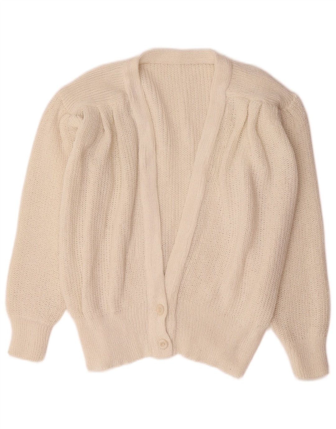 Suéter Cardigan Feminino Vintage UK 14 Médio Branco