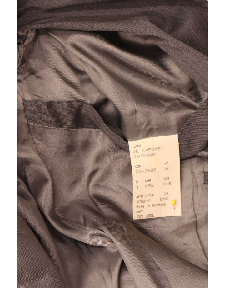 Jaqueta blazer masculina Hugo Boss com peito duplo IT 50 lã listrada cinza grande