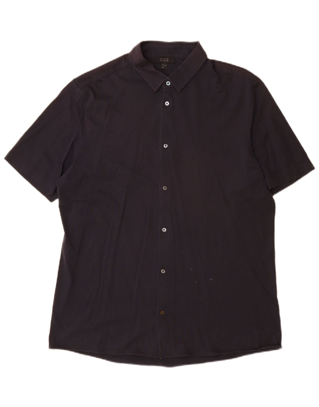 Cos Camisa masculina de manga curta grande algodão azul marinho