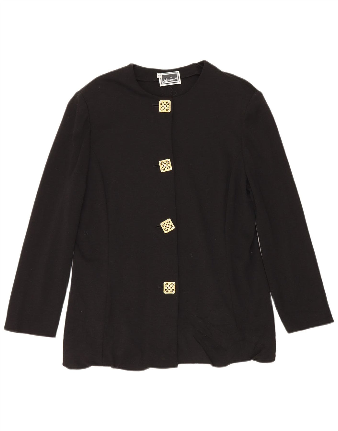Luisa Spagnoli Jaqueta blazer feminina de 4 botões IT 48 XL preto acetato