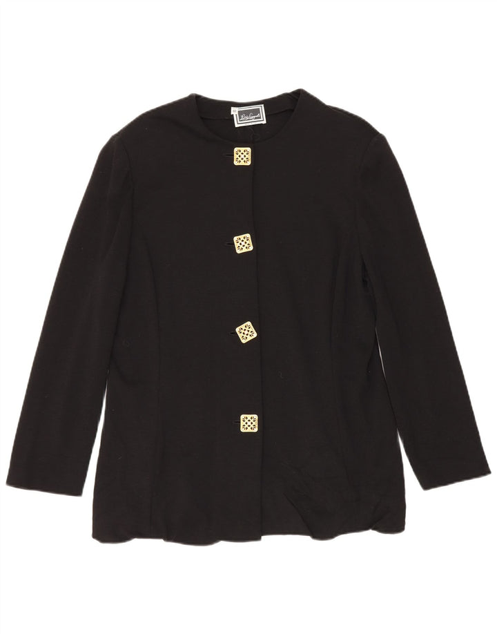 Luisa Spagnoli Jaqueta blazer feminina de 4 botões IT 48 XL preto acetato