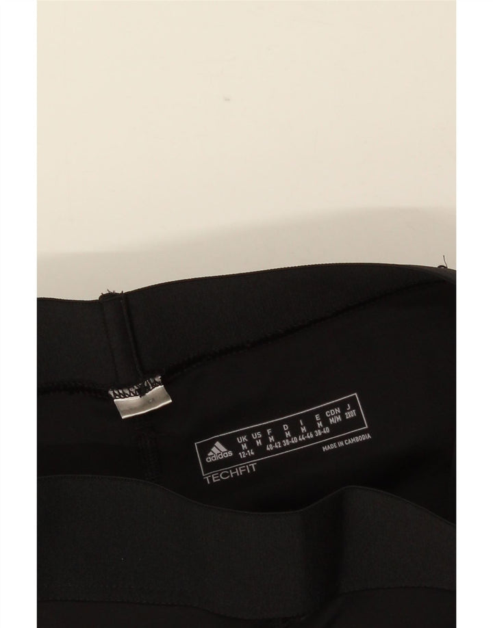 ADIDAS Womens Graphic Capri Leggings UK 12/14 Médio Preto