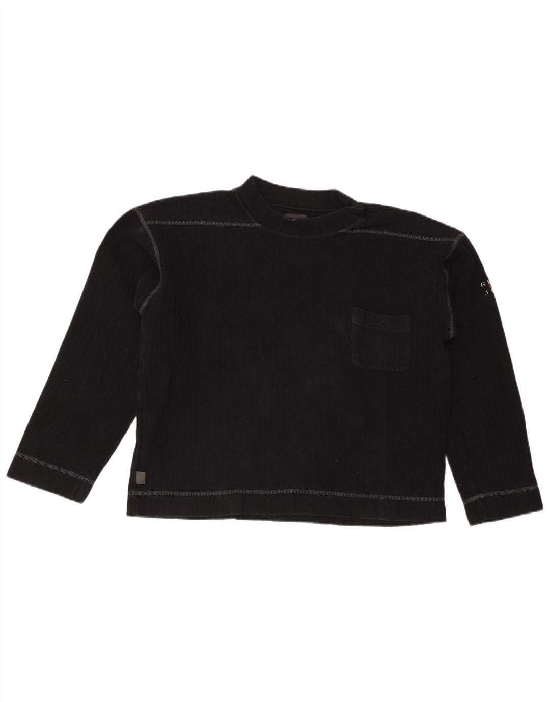 Guess Top feminino de manga comprida UK 14 algodão preto médio
