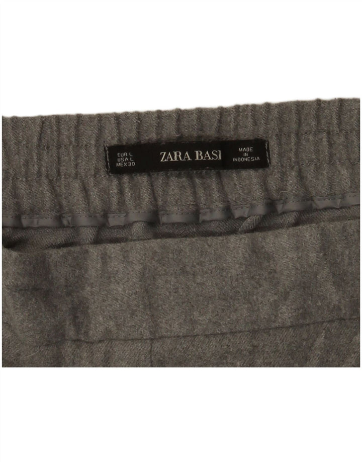 Zara Calça feminina cortada grande W30 L25 cinza