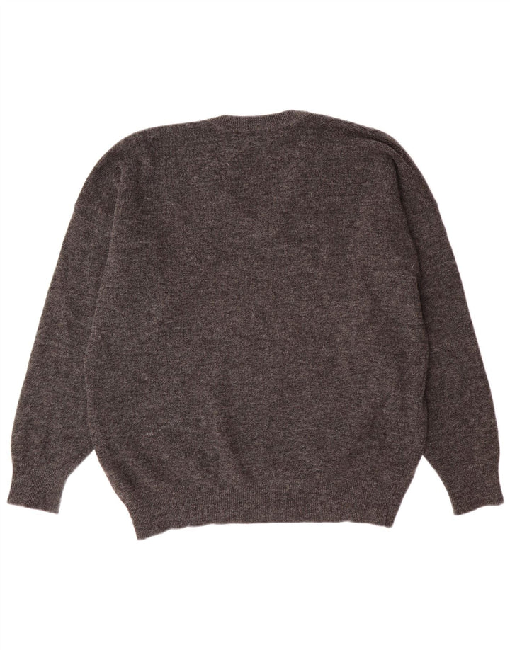 Suéter masculino Lacoste com decote em V tamanho 7 2XL lã cinza