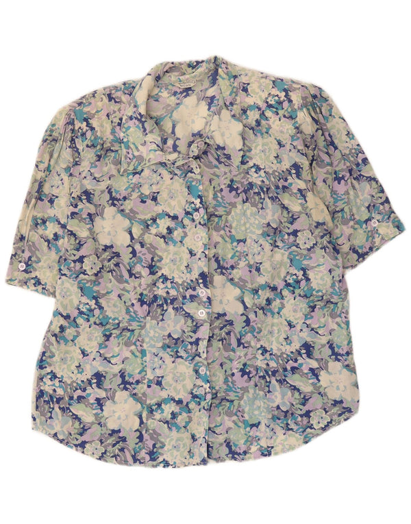 Blusa camisa feminina Diana Bentall UK 16 grande floral multicolorida