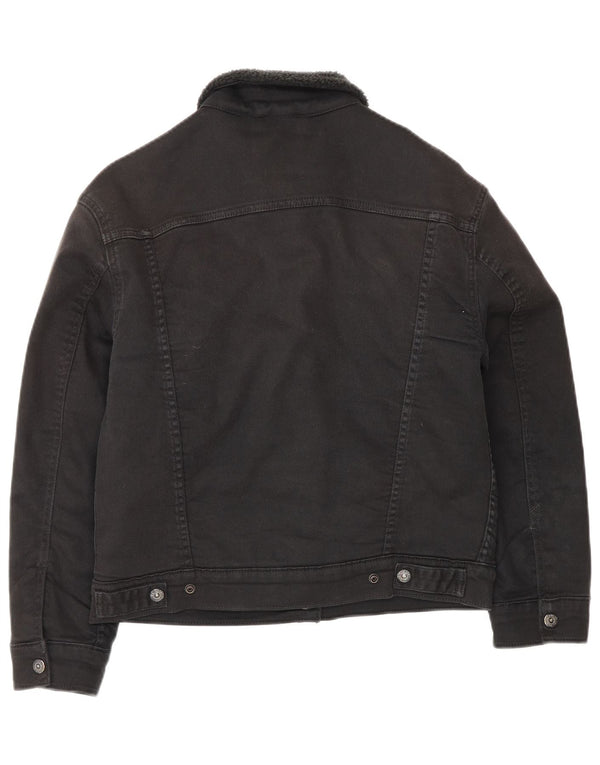 Jaqueta jeans feminina Levi's Sherpa Reino Unido 10 pequeno algodão preto
