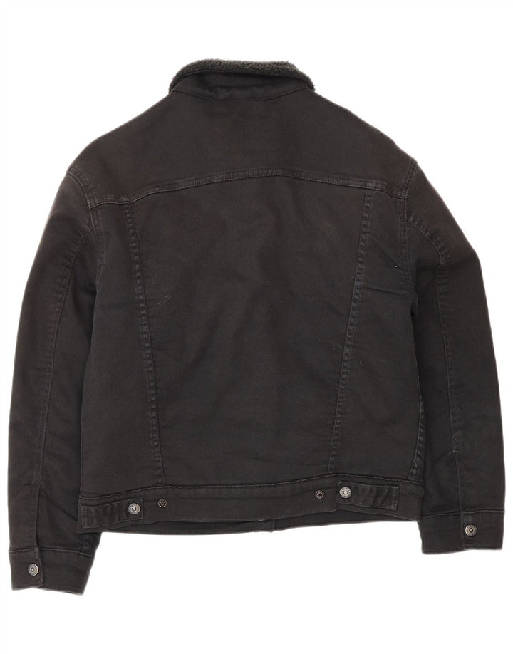 Jaqueta jeans feminina Levi's Sherpa Reino Unido 10 pequeno algodão preto