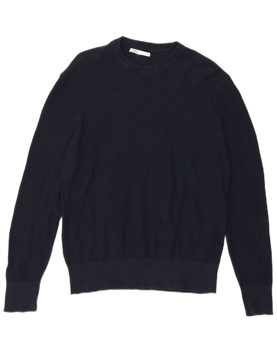 Zara Suéter masculino com gola redonda pequeno azul marinho