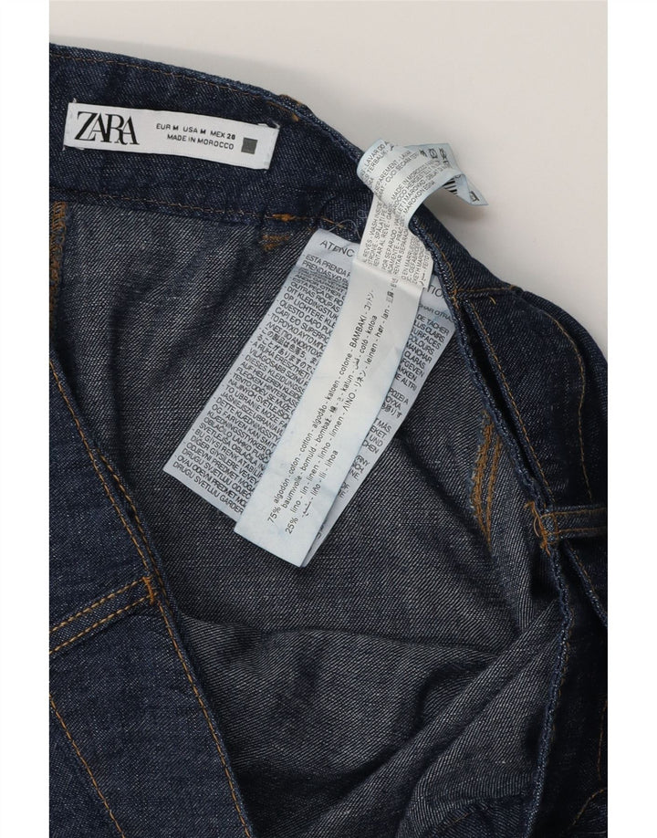 Saia jeans midi feminina Zara médio W28 algodão azul