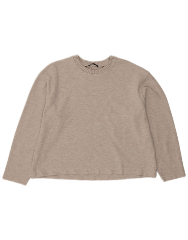Blusa feminina Zara Top UK 16 grande poliéster bege