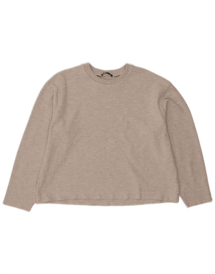 Blusa feminina Zara Top UK 16 grande poliéster bege
