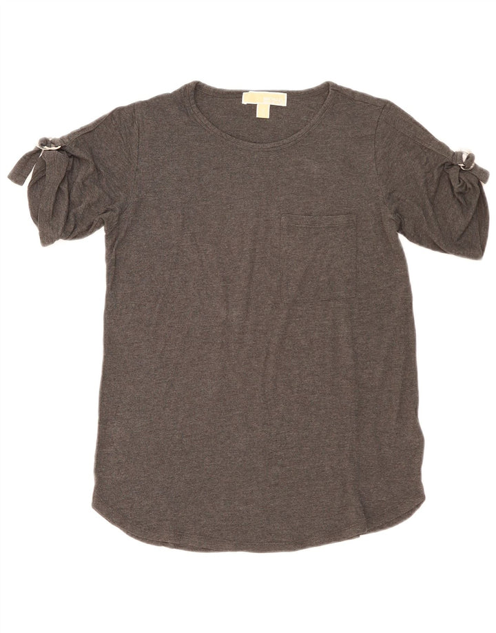 Camiseta feminina Michael Kors Top UK 10 pequena viscose cinza