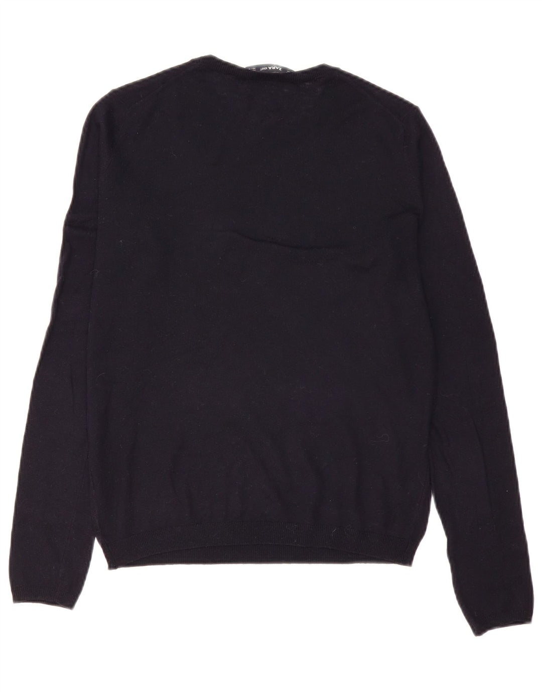 Zara Suéter feminino com gola redonda e gola redonda, preto pequeno, 10
