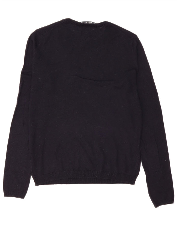 Zara Suéter feminino com gola redonda e gola redonda, preto pequeno, 10