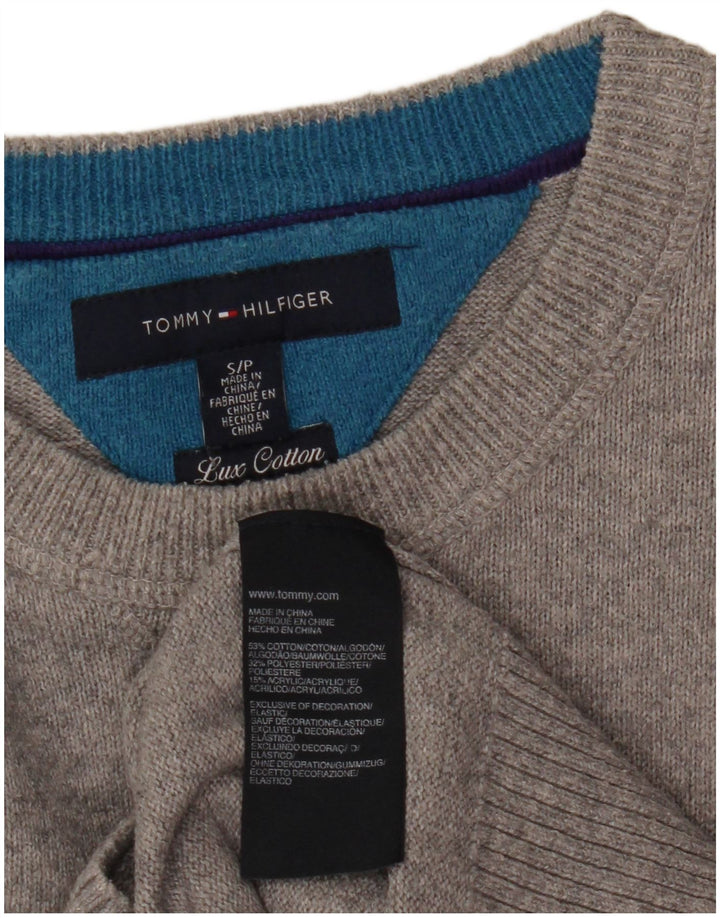 Suéter masculino Tommy Hilfiger com gola redonda e algodão cinza pequeno