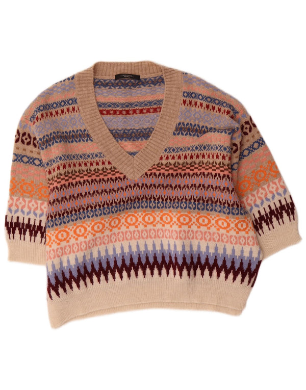 Suéter feminino Max Mara com decote em V para fim de semana Reino Unido 18 XL multicolorido
