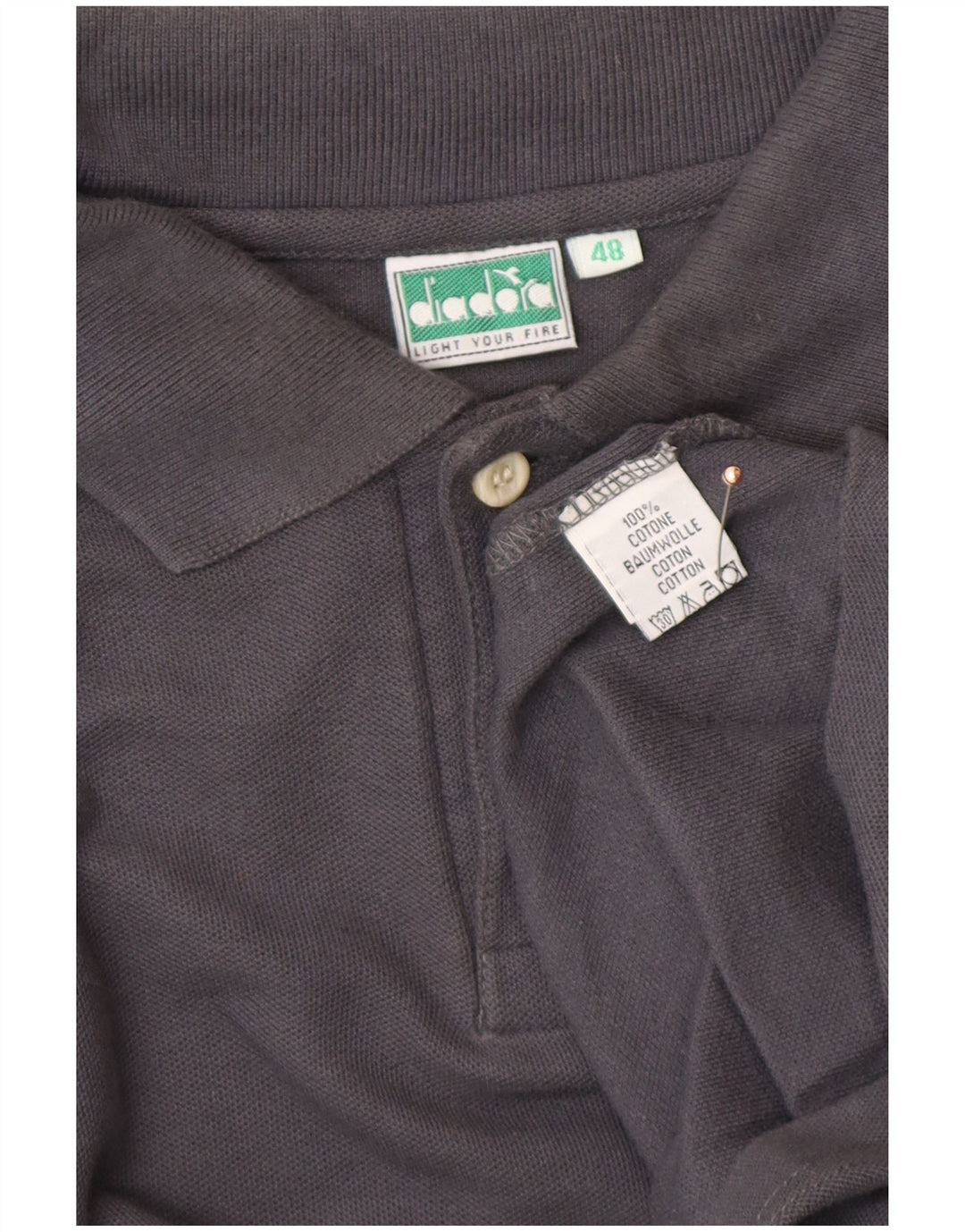 Camisa polo masculina de manga comprida DIADORA IT 48 algodão cinza médio