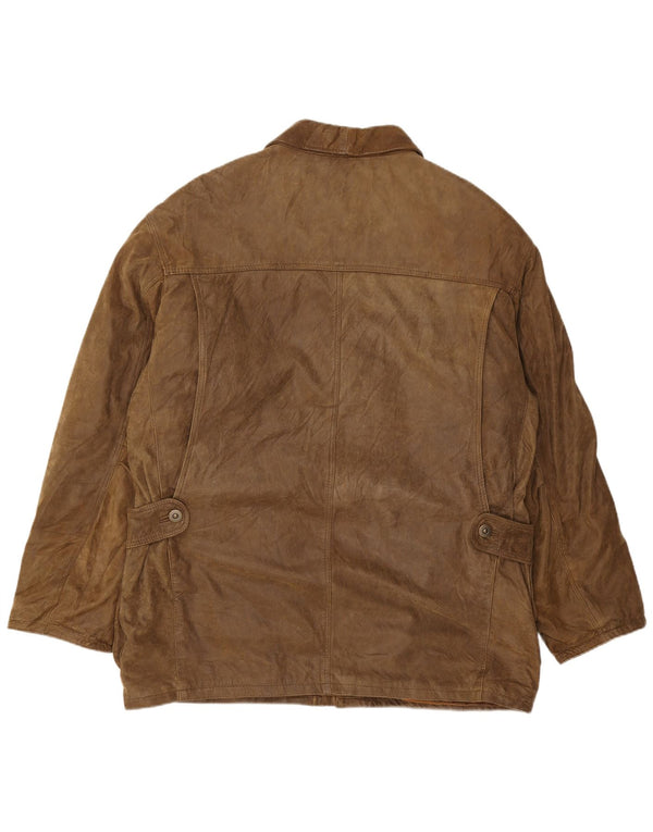 Jaqueta de couro masculina Essebi IT 54 2XL couro marrom